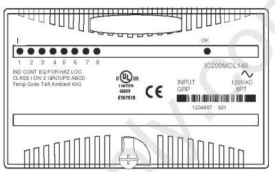 Γερμανία IC200MDL140 8 ιδιαίτερες εισαγωγές 120 βολτ εναλλασσόμενου ρεύματος 55 milliamps Versamax I/O και σύστημα ελέγχου