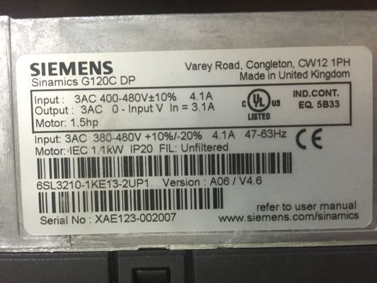 6SL3210-1KE13-2UP1 Siemens SINAMICS εκτιμημένο G120C powerc 11KW   με την υπερφόρτωση 150%