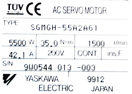 Sgmgh-55A2A61 βιομηχανική σερβο μηχανή 5500W 42.1A Yaskawa 1500r/min που κατασκευάζεται στην Ιαπωνία