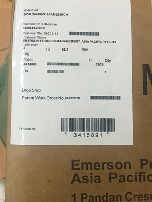 RRosemount 3051 ραδιόφωνο συσκευών αποστολής σημάτων επιπέδων συσκευών αποστολής σημάτων πίεσης 3051L2AG09D11AAM5E5RCN 0-62.2KPA