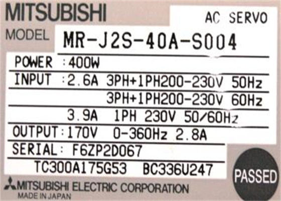 Της Mitsubishi Electric 400W ΣΕΡΒΟ Drive 170V 2.8A εναλλασσόμενου ρεύματος ενισχυτών κ.-j2s-40a-S004 βιομηχανικό ΝΈΟ