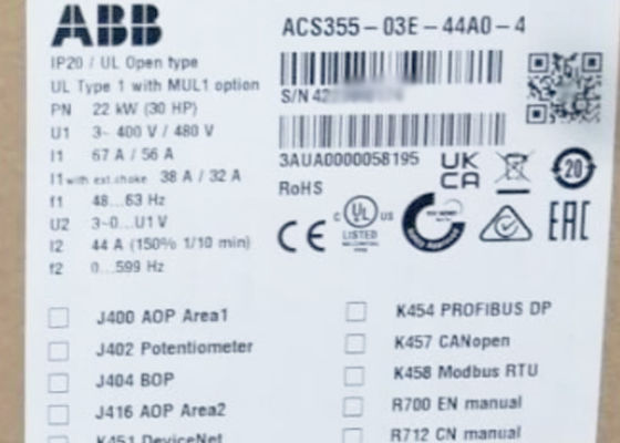 Acs355-03e-44a0-4 Drive 3AUA0000058195 22kW 30HP IP20 μηχανημάτων