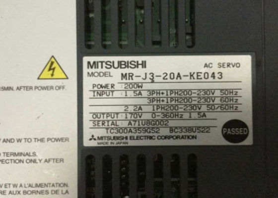 200W MITSUBISHI AC Υπηρετικός ενισχυτής MR-J3-20A-KE043 360Hz 1.5A Βιομηχανική έξοδος 170V