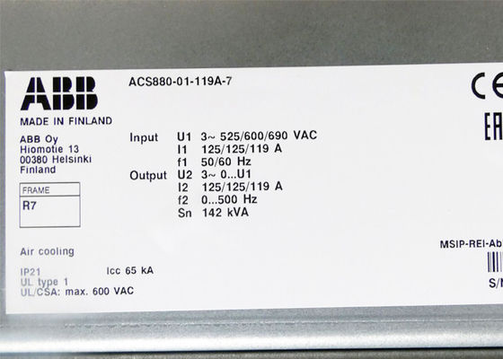 ACS880-01-119A-7 Βιομηχανική κίνηση 3AUA0000115107 110kW 119A Νέα