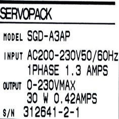 SGD-A3AP Yaskawa Servo Drive Εισαγωγή 1.3 AMPS SERVOPACK 50/60hz Μία φάση