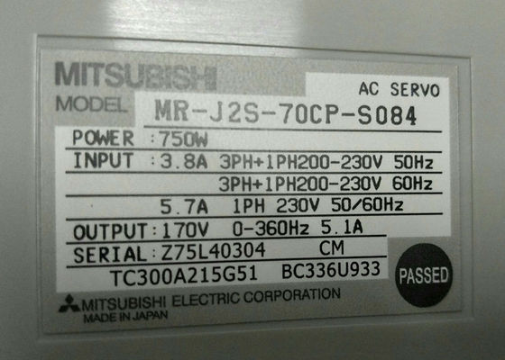 Mitsubishi Industrial Drive MR-J2S-70CP-S084 AC Υπηρετικός ενισχυτής 750W Εισαγωγή 3.8A 200-230V