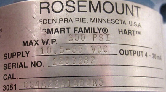 ROSEMOUNT 3051CG4A22A1AB4K5 Μεταδότης πίεσης 300PSI 10,5-55V-DC