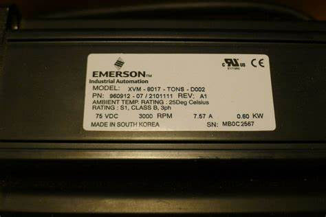 XVM-8017-TONS-0000 Emerson Βιομηχανικός Σερβοκινητήρας Brand New In Box