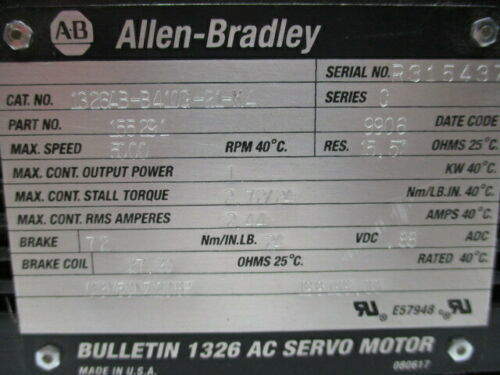 Προσαρμόσιμοι 1326AB-B4100-21-K4 Torque Plus Servomotors σειράς για 1391-DES AC Servo Drive