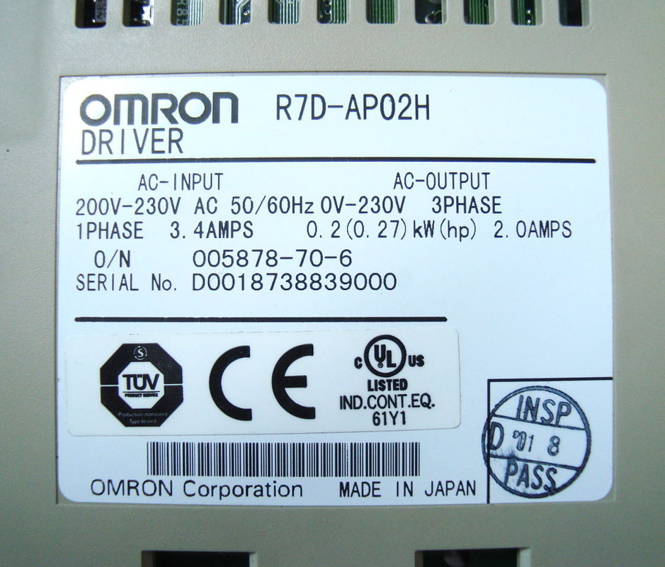 Omron R7d-Bp01l σερβο εναλλασσόμενου ρεύματος 100vac ανεφοδιασμού 1.6a 100v ικανότητα 100w μηχανών φορτίων μέγιστη