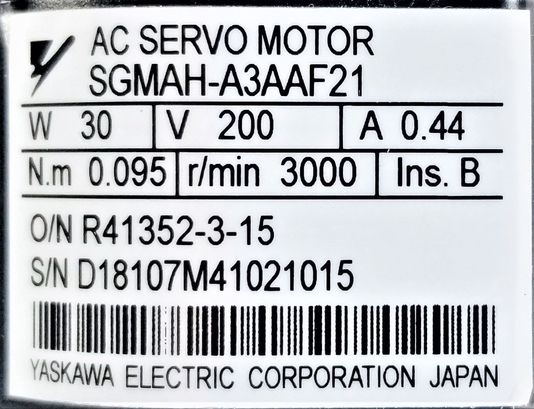 Υπηρετικός κινητήρας Yaskawa SGMAH-A3AAF21 ολοκαίνουργιος σε αρχικό κουτί