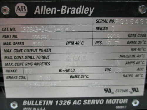 Προσαρμόσιμοι 1326AB-B4100-21-K4 Torque Plus Servomotors σειράς για 1391-DES AC Servo Drive
