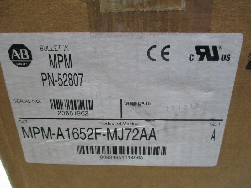 Αλεν-Μπράντλεϊ MPM-A1652F-MJ72AA MPM-Series MPM 240V AC περιστρεφόμενος ελεγκτικός κινητήρας